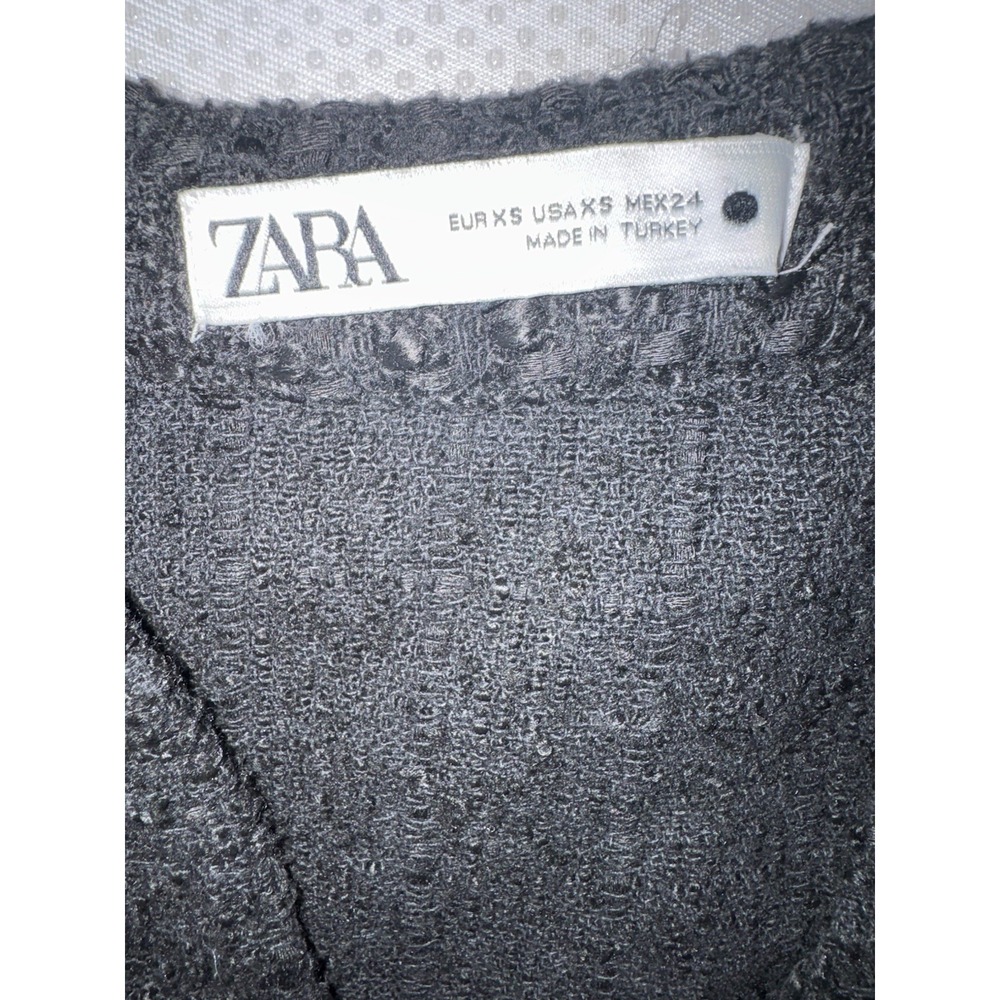 Zara Black Gold Button Front Mini Jacket‎ Dress Size XS Textured Tweed Cardigan - Picture 10 of 10